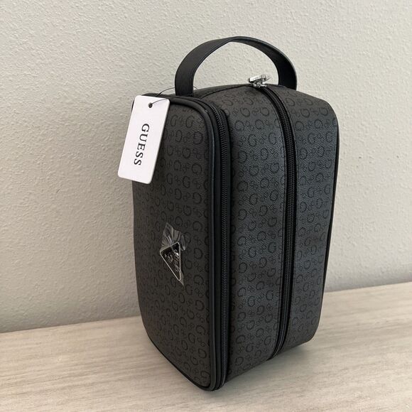 GUESS V7200082 COAL BLACK GRAY TOILETRY JUNCTION TRAVEL CASE DOPP BAG LOGO - Picture 5 of 11